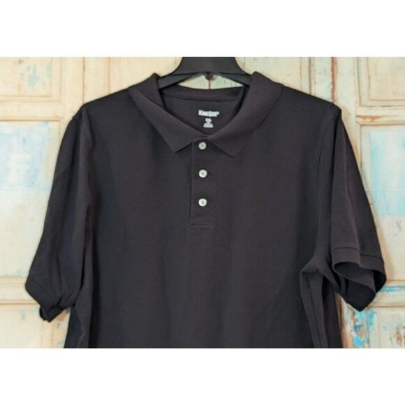 Kingsize Mens 3XL Black Polo Shirt Solid Pure Cotton Short Sleeve Collared Top - Picture 4 of 8